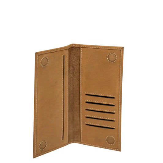 Classic Tan Leather Cheque Book Brown Wallet by BM7 Bilal Marth 7