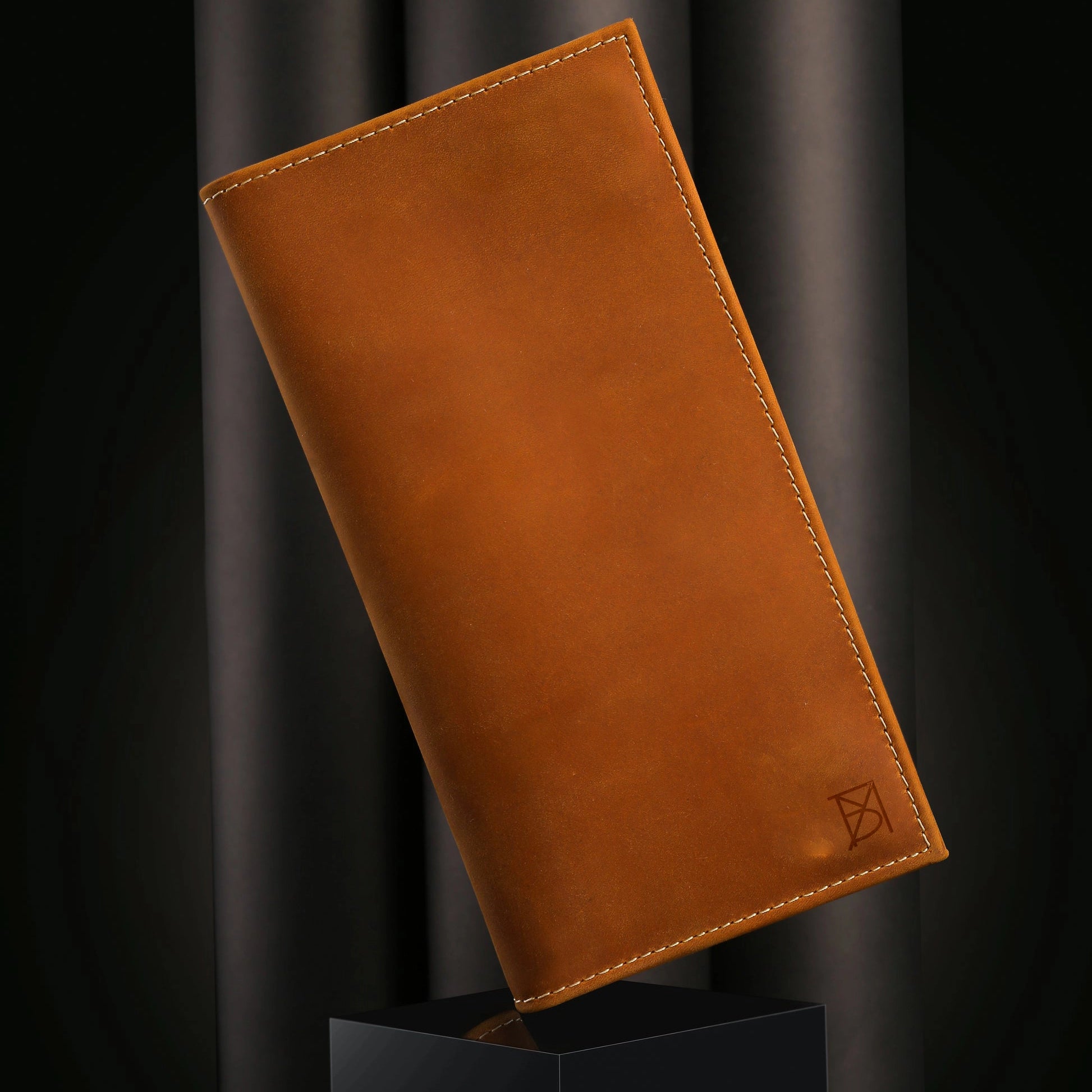 Classic Tan Leather Cheque Book Brown Wallet by BM7