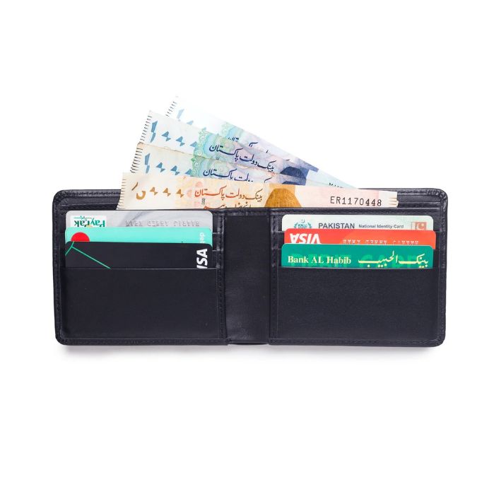 Minimalist Tan Bi-Fold Leather Black Wallet by BM7