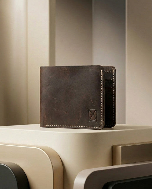 Sleek Gray Leather Wallet – Modern & Minimal by BM7" Bilal Marth 7