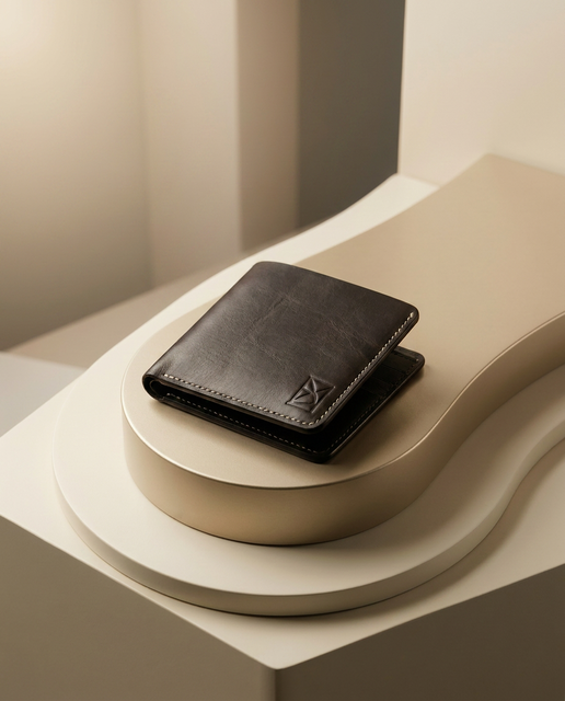 Sleek Gray Leather Wallet – Modern & Minimal by BM7" Bilal Marth 7