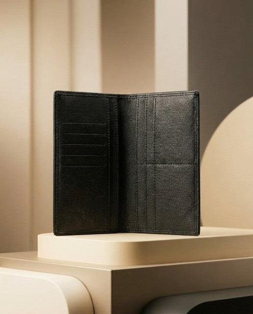 Matter Black Leather Long Size Wallet for Men by BM7 Bilal Marth 7