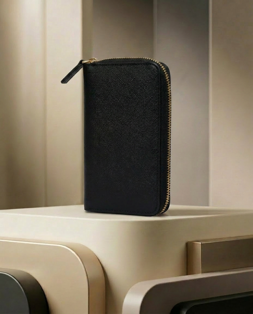 Premium Long Zip Leather Wallet – Classic Black by BM7 Bilal Marth 7