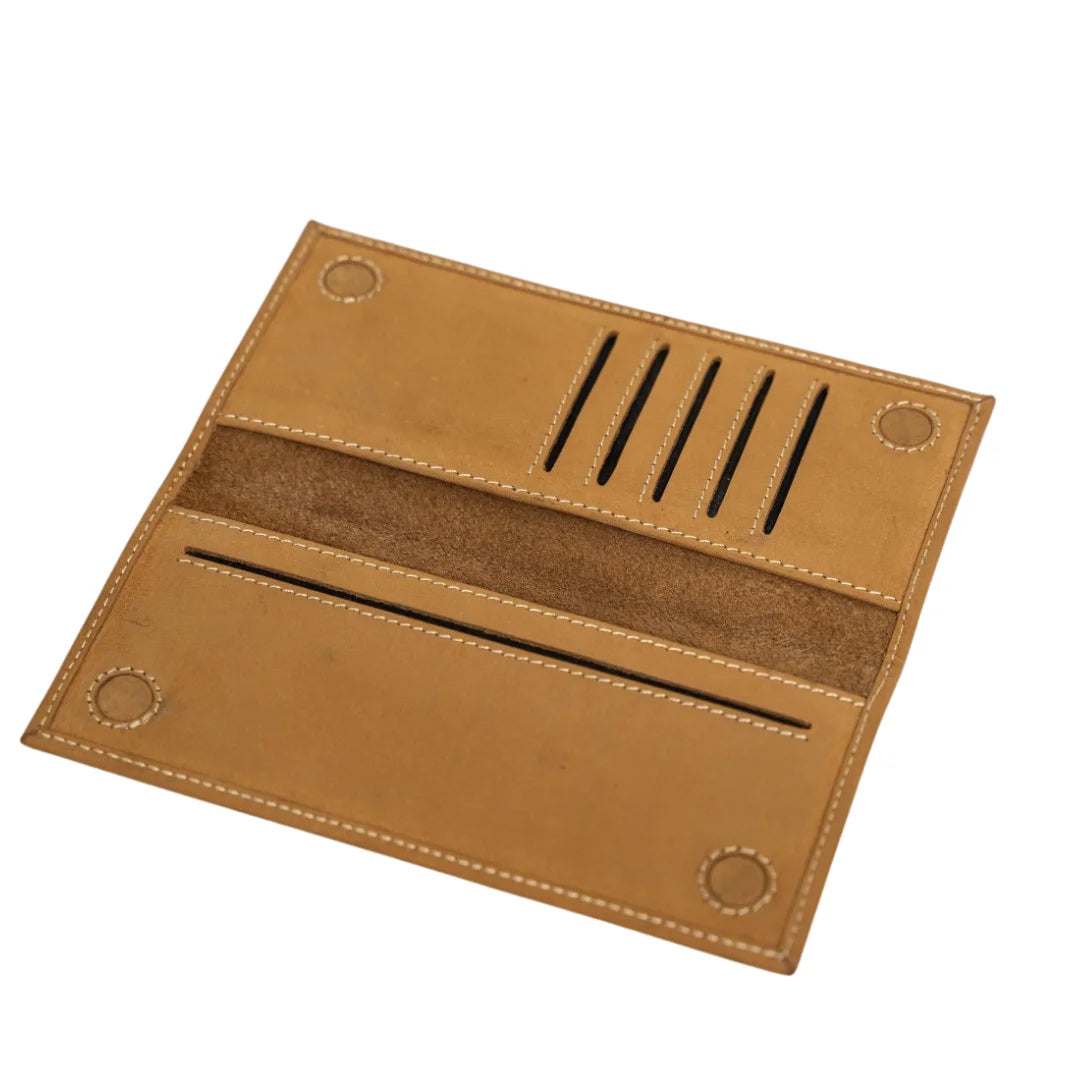 Classic Tan Leather Cheque Book Brown Wallet by BM7