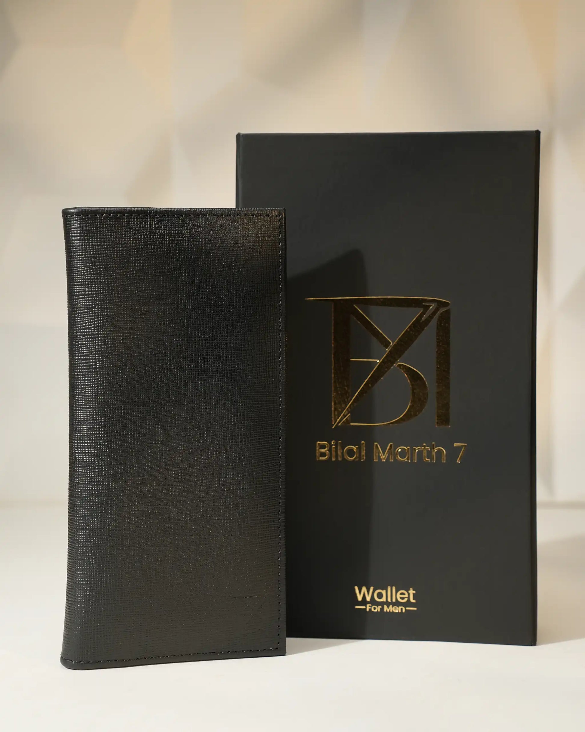 Matter Black Leather Long Size Wallet for Men by BM7 Bilal Marth 7