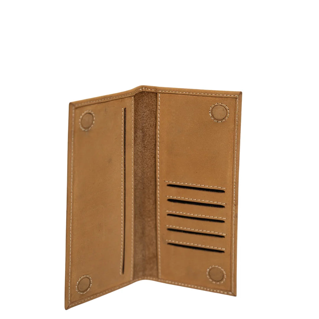 Classic Tan Leather Cheque Book Brown Wallet by BM7