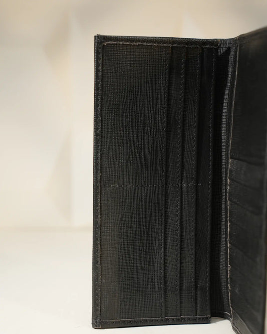 Matter Black Leather Long Size Wallet for Men by BM7 Bilal Marth 7