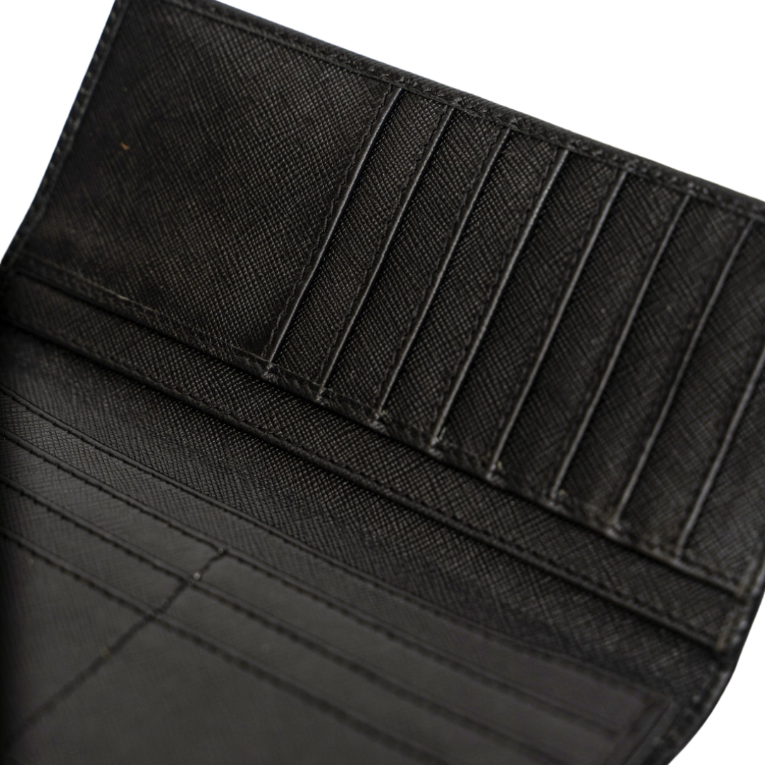 Matter Black Leather Long Size Wallet for Men by BM7