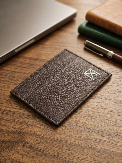 BM Walnut Premium Dark Brown Leather Card Holder