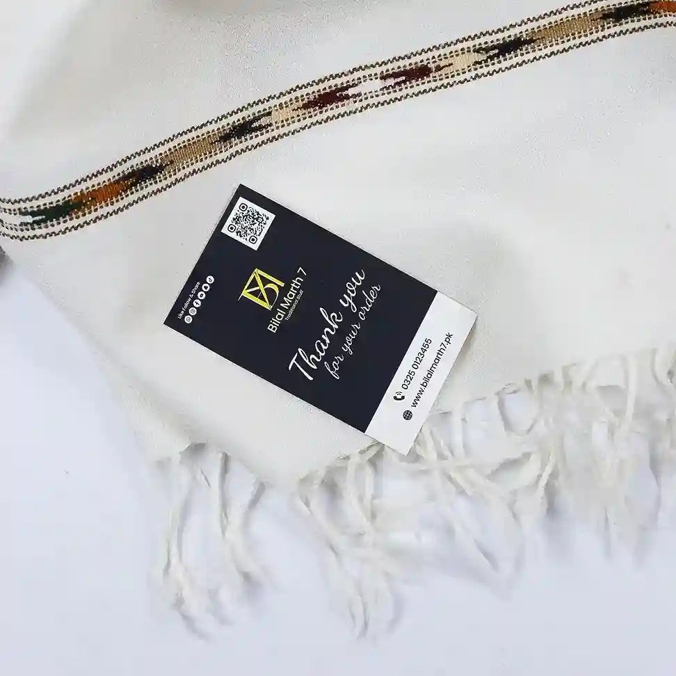 Elegant border design off-white men shawl by BM7