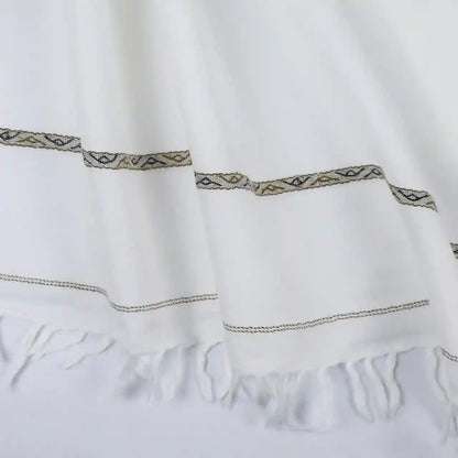 Traditional white wool shawl for men winter wear by BM7