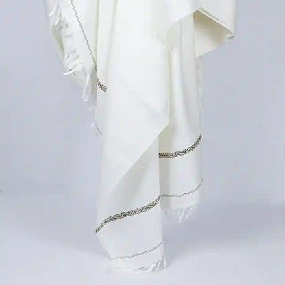 Men wearing traditional white shawl with shalwar kameez