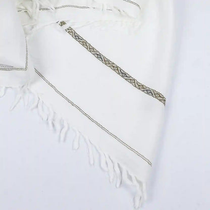 Elegant border design white men shawl by BM7