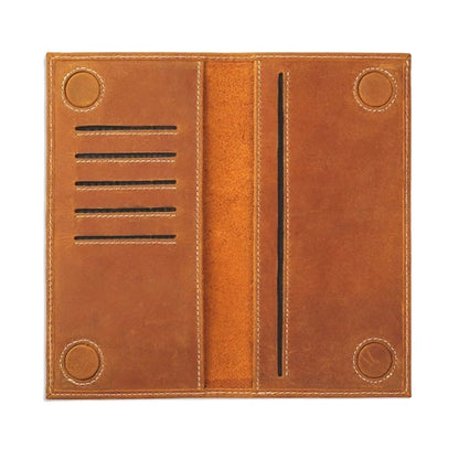 Classic Tan Leather Cheque Book Brown Wallet by BM7