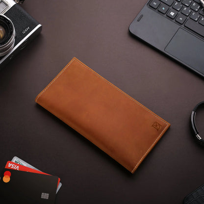Classic Tan Leather Cheque Book Brown Wallet by BM7