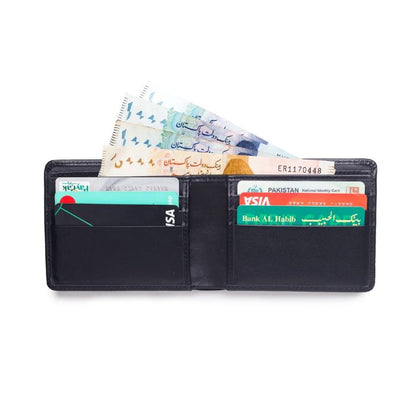 Minimalist Tan Bi-Fold Leather Black Wallet by BM7