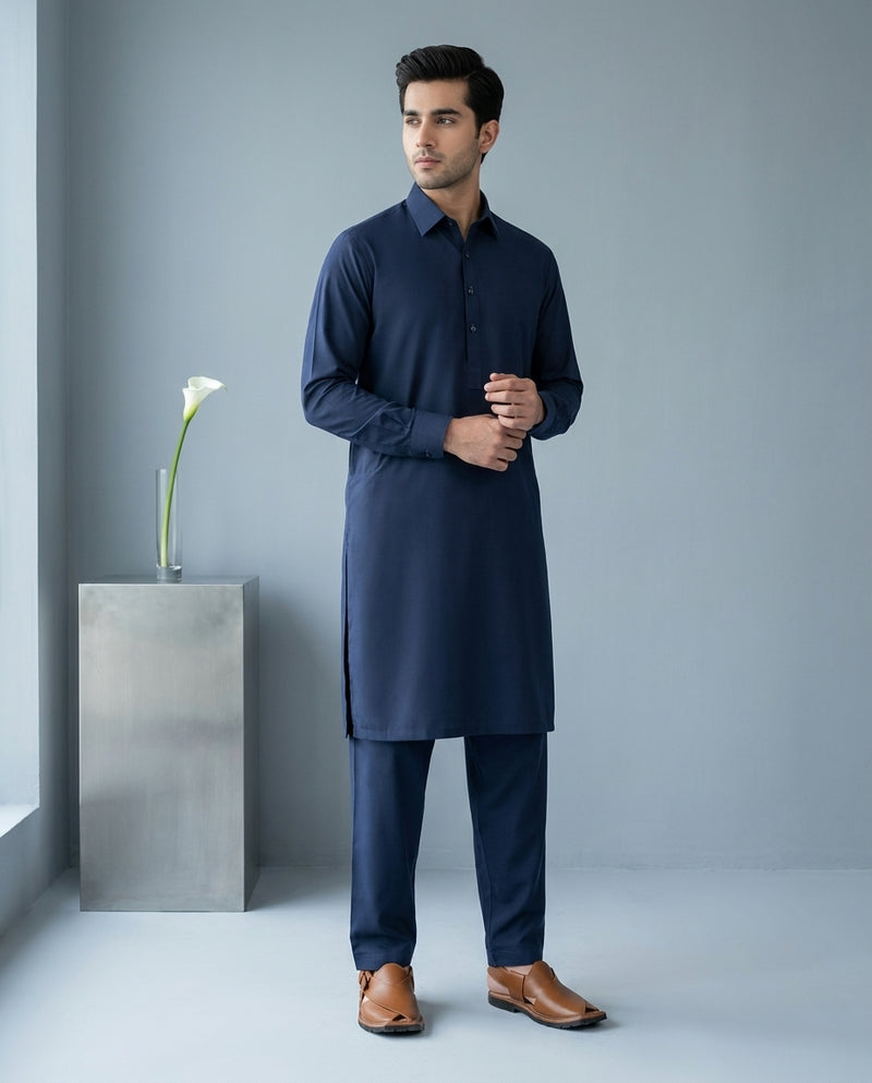 Navy blue Silk Cotton