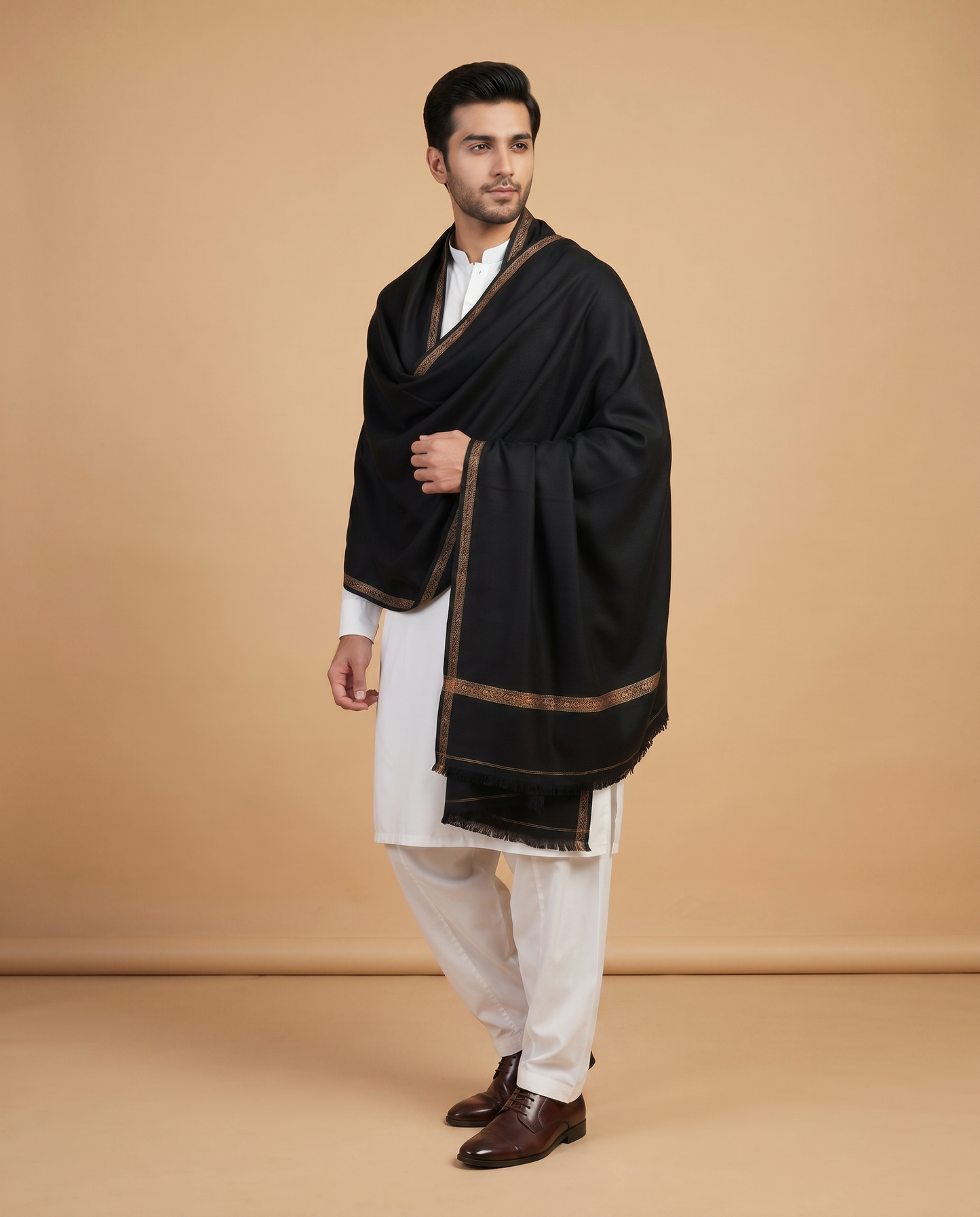 Traditional Black Shawl for Men – Premium Winter Wool Shawl Bilal Marth 7