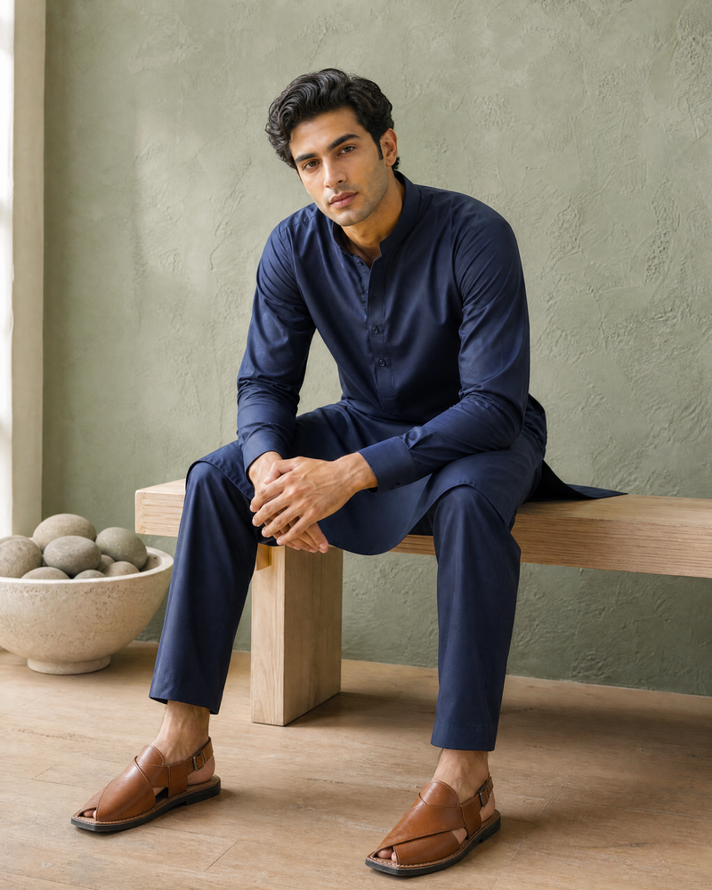 Blue Mint Cotton by BM7 (Navy Blue)